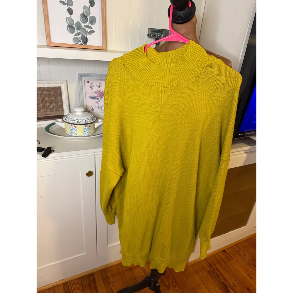 Maeve by Anthropologie Chartreuse Yellow Mock Neck Tunic Sweater 2X Plus Size